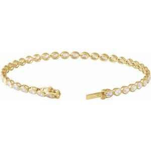 14K Yellow Gold Oval 3.6 X 2.6Mm G-H Si 4 9/10 Ctw Lab-Grown Diamond Line Bracelet, Length: 7 In