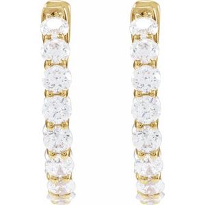 14K Yellow Gold Pair Round Shape 2.8Mm Si1-Si2, Gh 2 1/5 Ctw Lab-Grown Diamond Inside-Outside Hoop Earrings, Length: 19.7 Mm, Thickness: 2.9 Mm