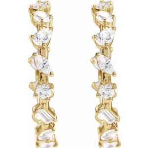 14K Yellow Gold Pair Shape 25.43 X 5.69Mm 2 Ctw Lab-Grown Diamond Hoop Earrings, Length: 24.4 Mm, Thickness: 3.5 Mm
