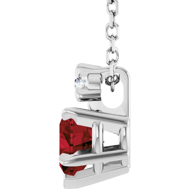 14K Yellow Or White Gold Heart 5 X 5Mm I1, G-H 16-18 In Polished Natural Mozambique Garnet And .03 Ct Natural Diamond Slide Necklace
