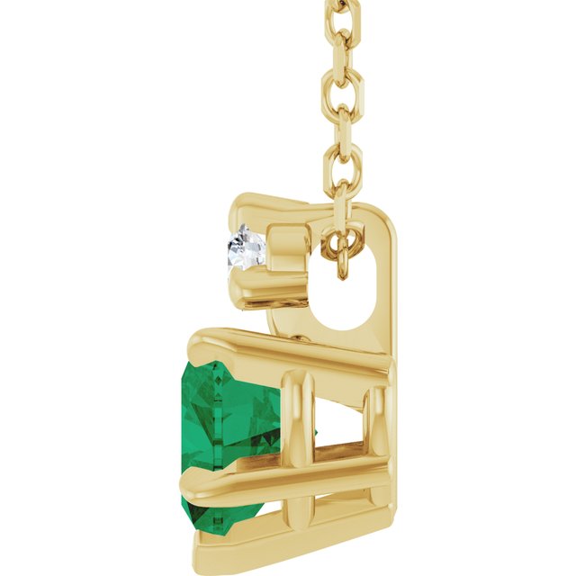 14K Yellow Or White Gold Heart 5 X 5Mm I1, G-H 16-18 In Polished Lab-Grown Emerald And .03 Ct Natural Diamond Slide Necklace