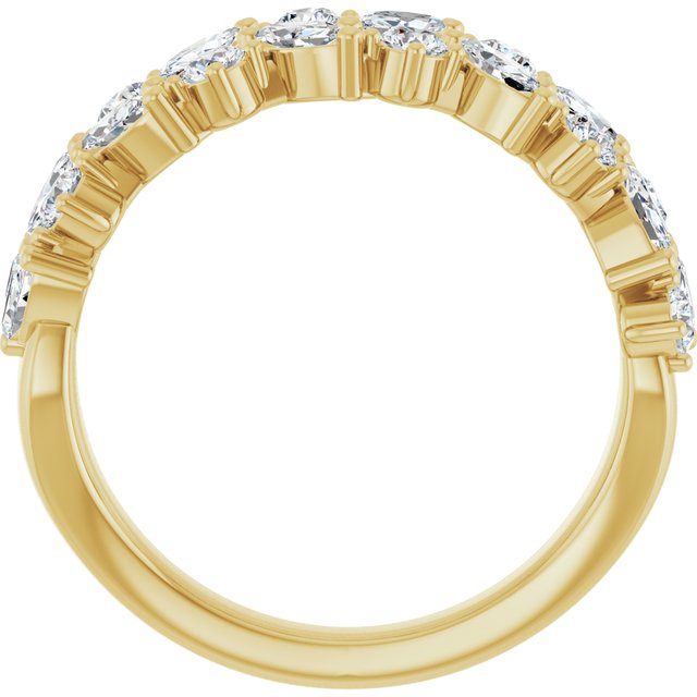 14K Yellow Gold Marquise 4 X 2 Mm Polished 1 1/3 Ctw Lab-Grown Diamond Anniversary Band, Size 7