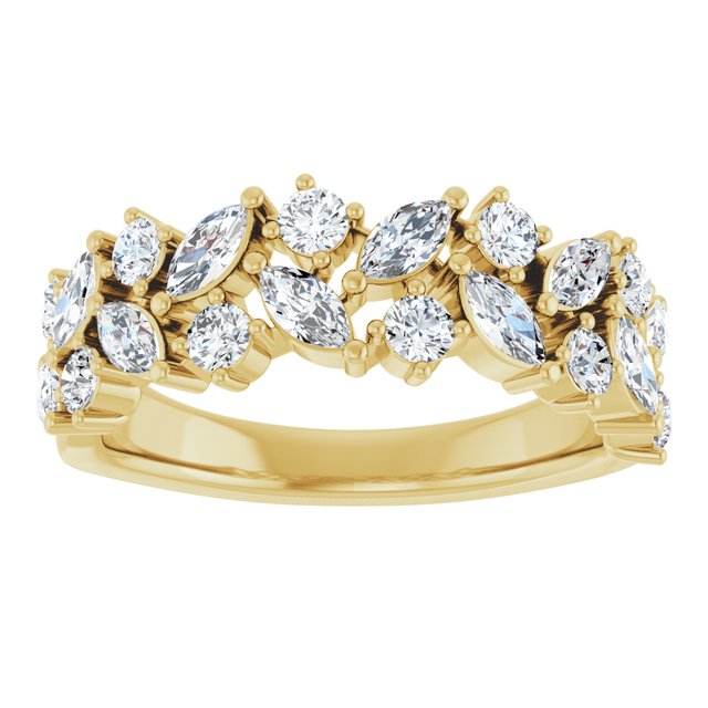 14K Yellow Gold Marquise 4 X 2 Mm Polished 1 1/3 Ctw Lab-Grown Diamond Anniversary Band, Size 7