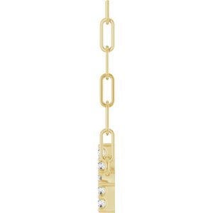 14K Yellow Gold Round 12 X 6 Mm 1Mm G-H I1 .05 Ctw Natural Diamond Sideways Cross Paperclip Necklace, Length: 18 In