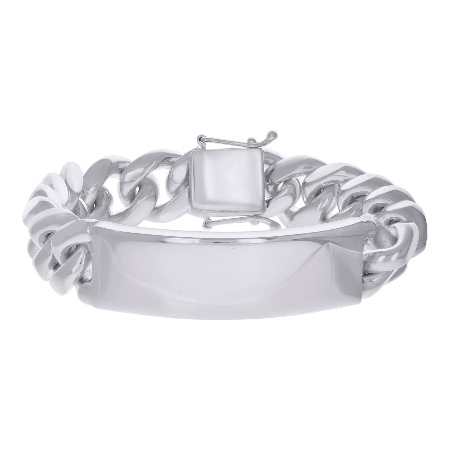 925-Sterling-Rhodium Solid Miami Cuban Id Bracelet