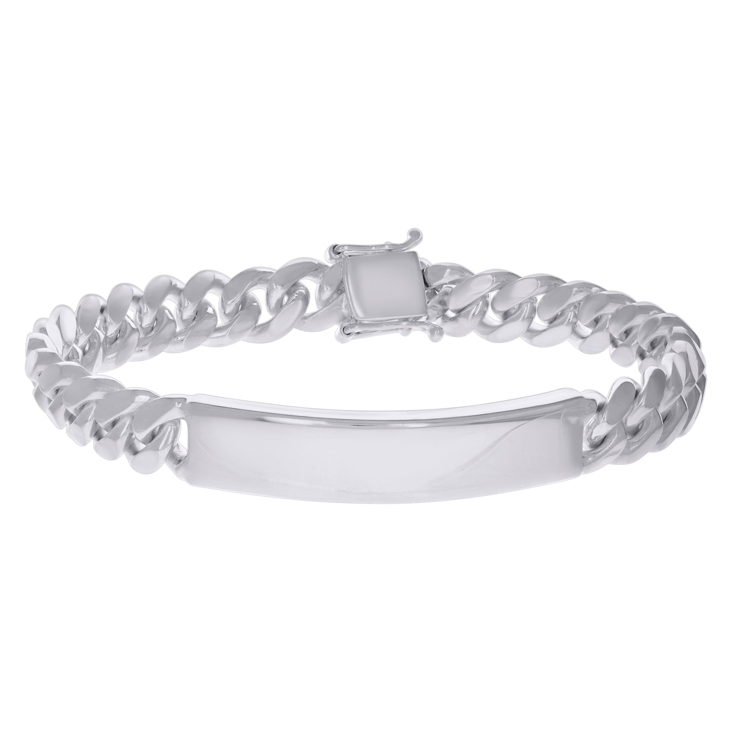 925-Sterling-Rhodium Solid Miami Cuban Id Bracelet