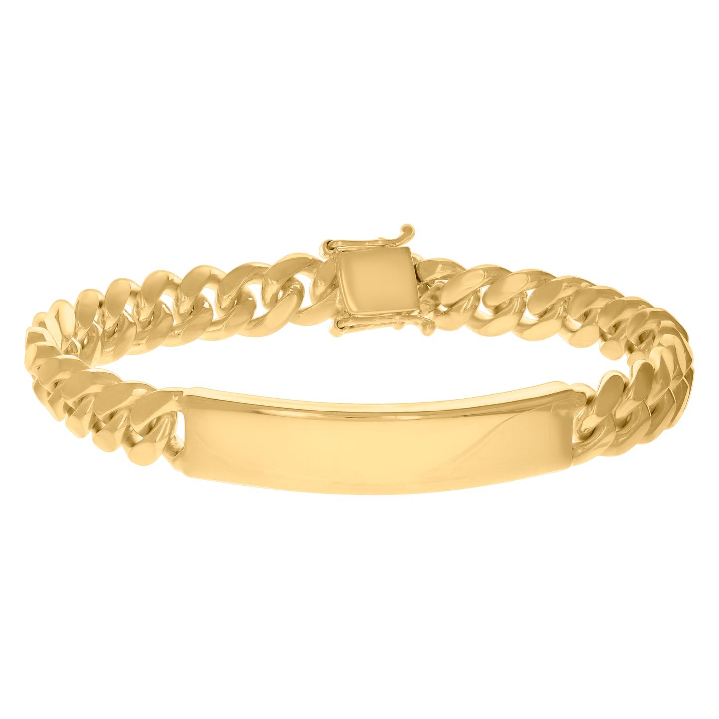 925-Sterling-Yellow Tone Solid Miami Cuban Id Bracelet