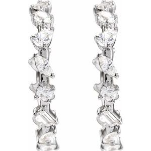 14K White Gold Pair Shape 25.43 X 5.69Mm 2 Ctw Lab-Grown Diamond Hoop Earrings, Length: 24.4 Mm, Thickness: 3.5 Mm