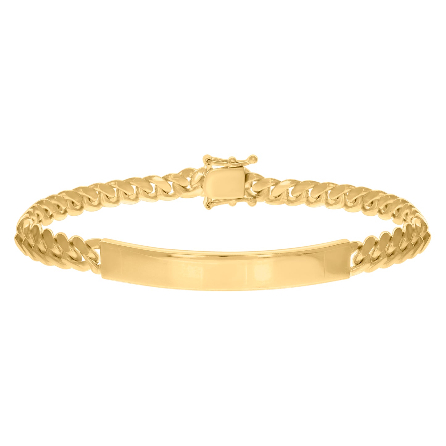 925-Sterling-Yellow Tone Solid Miami Cuban Id Bracelet