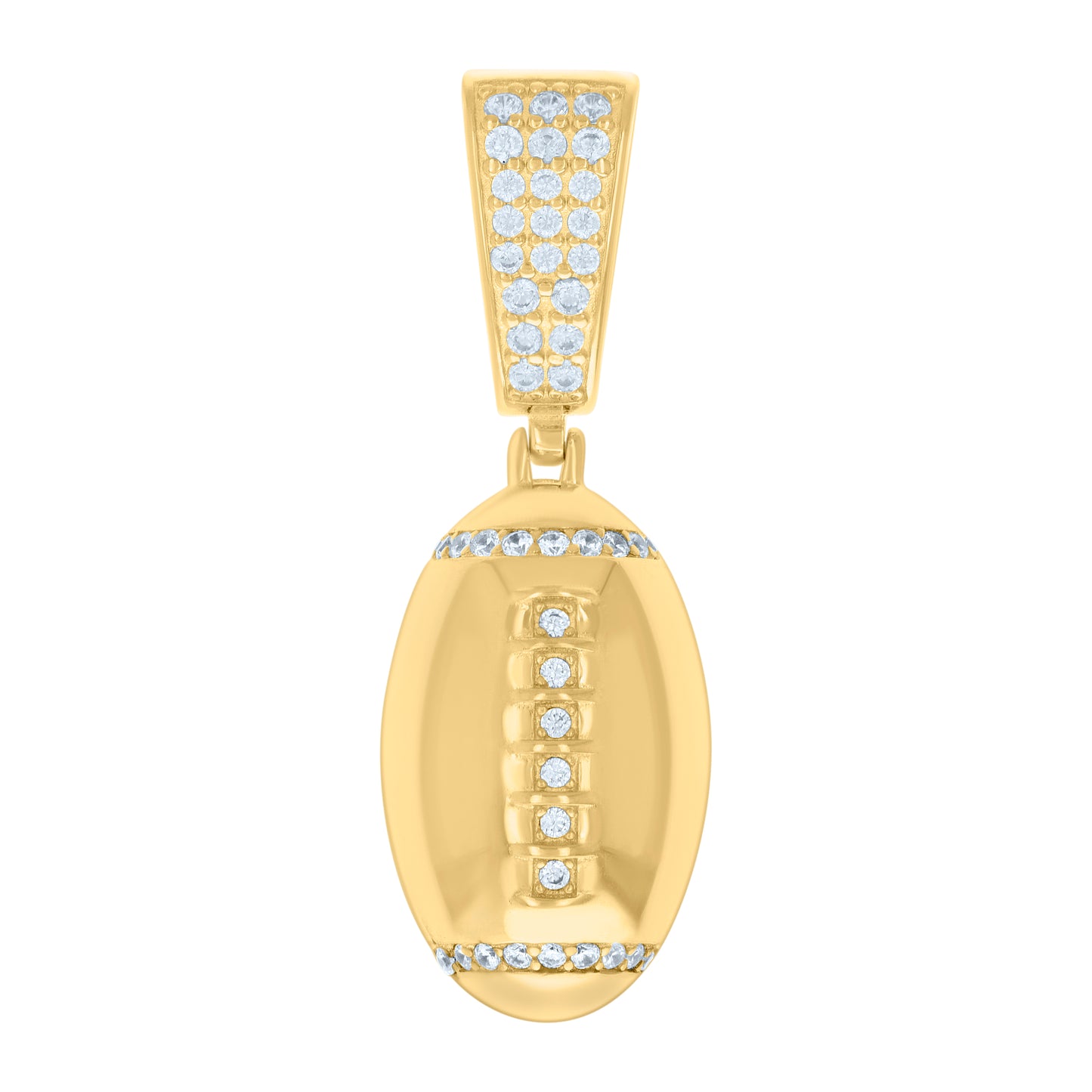 Sterling Silver Mens Cubic-Zirconia Football Sports Pendant