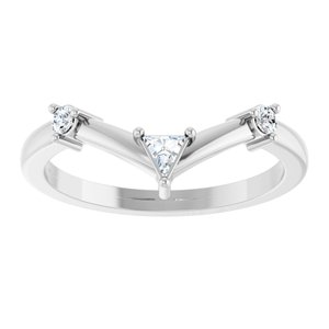 14K White Gold Natural Diamond Triangle 3 X 3 X 3 Mm Natural Diamond Polished 1/8 Ctw Natural Diamond Contour Band Size 7