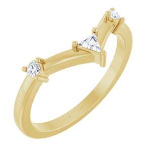 14K Yellow Gold Natural Diamond Triangle 3 X 3 X 3 Mm Natural Diamond Polished 1/8 Ctw Natural Diamond Contour Band Size 7