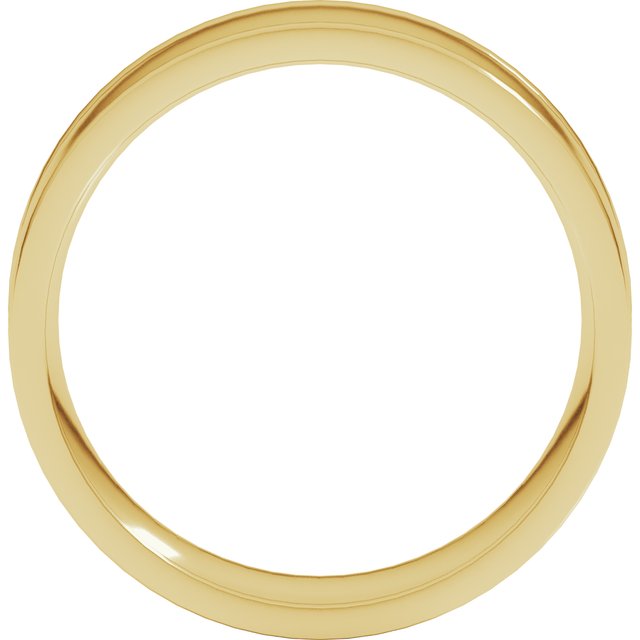 18K Yellow Gold Round-Edge Grooved Comfort-Fit Half Round Band