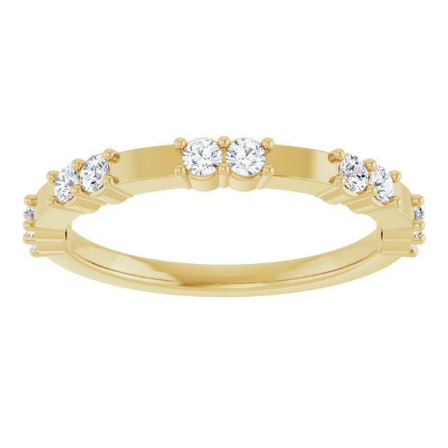 14K Yellow Gold Round 2 Mm Polished 1/4 Ctw Lab-Grown Diamond Anniversary Band, Size 7