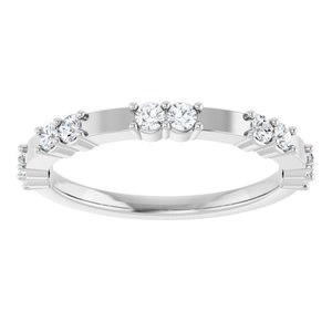 14K White Gold Round 2 Mm Polished 1/4 Ctw Lab-Grown Diamond Anniversary Band Size 7