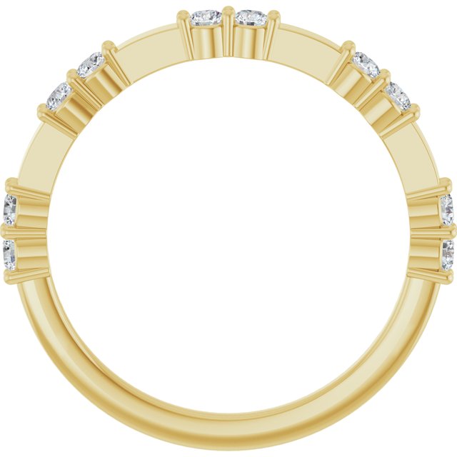14K Yellow Gold Round 2 Mm Polished 1/4 Ctw Lab-Grown Diamond Anniversary Band, Size 7