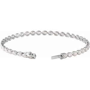 14K White Gold Oval 3.6 X 2.6Mm G-H Si 4 9/10 Ctw Lab-Grown Diamond Line Bracelet, Length: 7 In