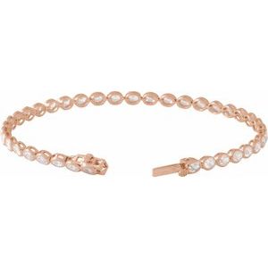 14K Rose Gold Oval 3.6 X 2.6Mm G-H Si 4 9/10 Ctw Lab-Grown Diamond Line Bracelet, Length: 7 In