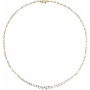 14K Yellow Gold Round 5.25Mm G-H Si1-Si2 9 1/2 Ctw Lab-Grown Diamond Line Necklace, Length: 16.5 In