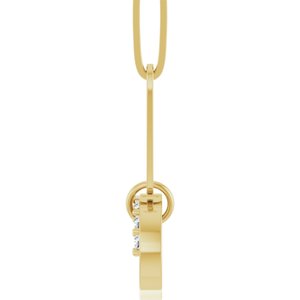 14K Yellow Gold Round 1.2Mm G-H I1 .08 Ctw Natural Diamond Charm Necklace, Length: 16 In