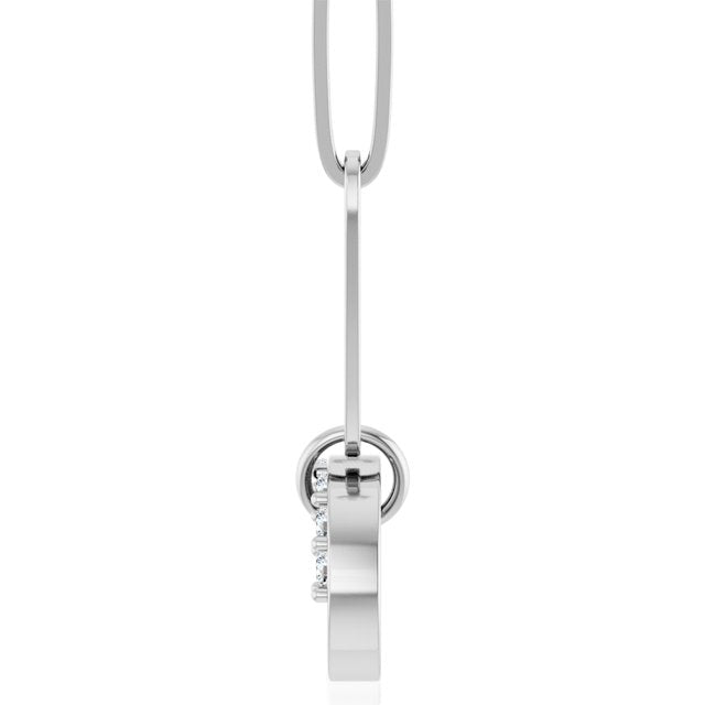 14K White Gold Round 1.2Mm I1, G-H 16 In Polished .08 Ctw Natural Diamond Charm Necklace