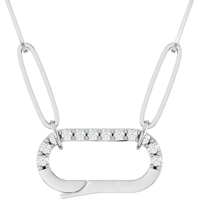 14K White Gold Round 1.2Mm I1, G-H 16 In Polished .08 Ctw Natural Diamond Charm Necklace
