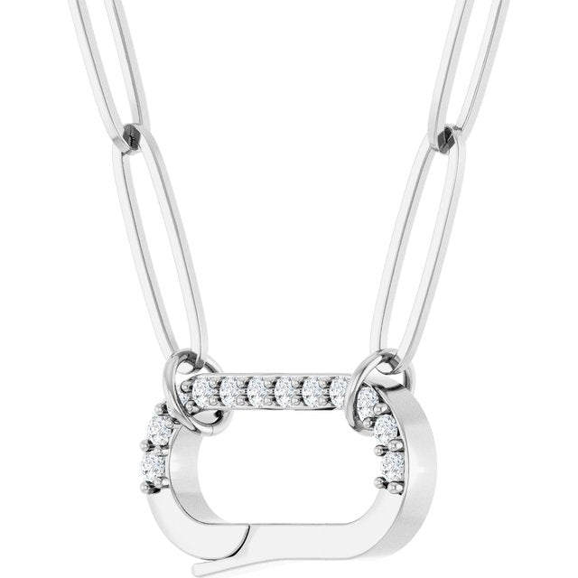 14K White Gold Round 1.2Mm I1, G-H 16 In Polished .08 Ctw Natural Diamond Charm Necklace
