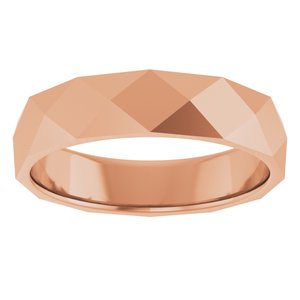 18K Yellow Or White Or Rose Gold Geometric Faceted Flat Band