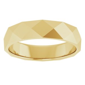 14K Yellow Gold Polished Diamond Pattern Wedding Band