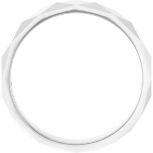 14K White Gold Polished Diamond Pattern Wedding Band