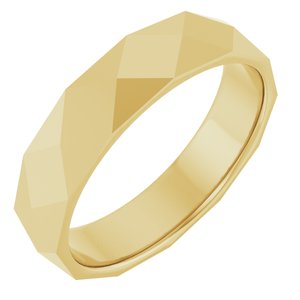 14K Yellow Gold Polished Diamond Pattern Wedding Band