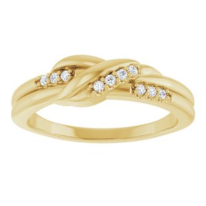 14K Yellow Gold Natural Diamond Round 1.2 Mm Polished .07 Ctw Natural Diamond Knot Ring Size 7