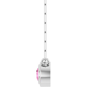 14K White Gold Round 4 Mm Natural Pink Sapphire Bezel-Set Necklace, Length: 18 In