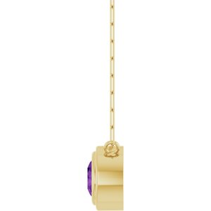14K Yellow Gold Round 6 Mm Natural Amethyst Bezel-Set Necklace, Length: 18 In