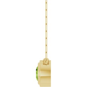 14K Yellow Gold Round 6 Mm Natural Peridot Bezel-Set Necklace, Length: 18 In