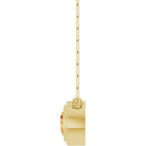 14K Yellow Gold Round 6 Mm Natural Citrine Bezel-Set Necklace, Length: 18 In
