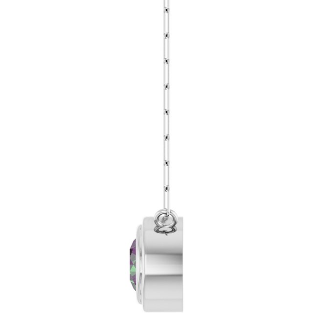 14K Yellow Or White Gold Round 18 In Polished Lab-Grown Gemstone Bezel-Set Necklace