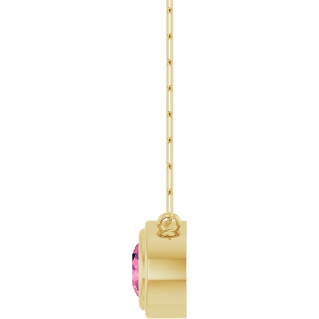 14K Yellow Or White Gold Or Sterling Silver Round 18 In Polished Natural Gemstone Bezel-Set Necklace