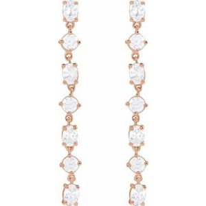 14K Rose Gold Oval 3.2 X 2.3 Mm 1 1/5 Ctw Lab-Grown Diamond 7-Stone Dangle Earrings