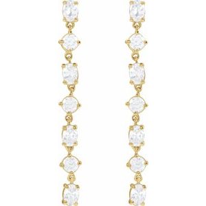 14K Yellow Gold Oval 3.2 X 2.3 Mm 1 1/5 Ctw Lab-Grown Diamond 7-Stone Dangle Earrings