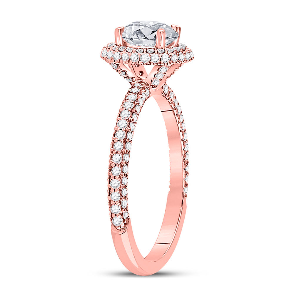 14K Rose Gold Round Diamond Solitaire Bridal Wedding Engagement Ring 1-5/8 Cttw, Womens Size: 5-10