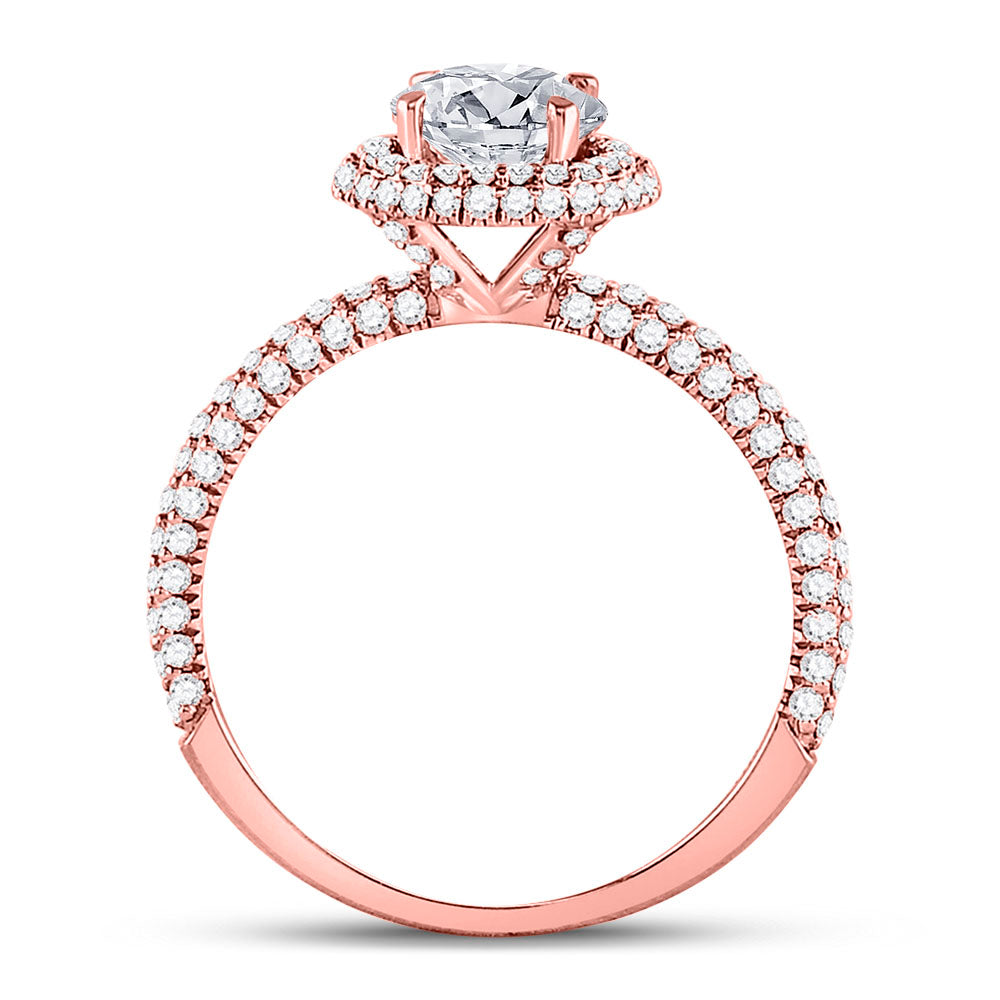 14K Rose Gold Round Diamond Solitaire Bridal Wedding Engagement Ring 1-5/8 Cttw, Womens Size: 5-10
