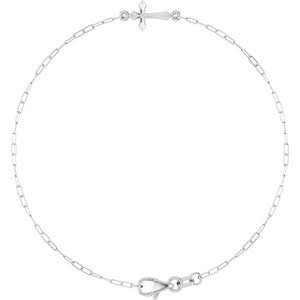 Sterling Silver 14 X 7 Mm 7 In Polished Sideways Cross Bracelet