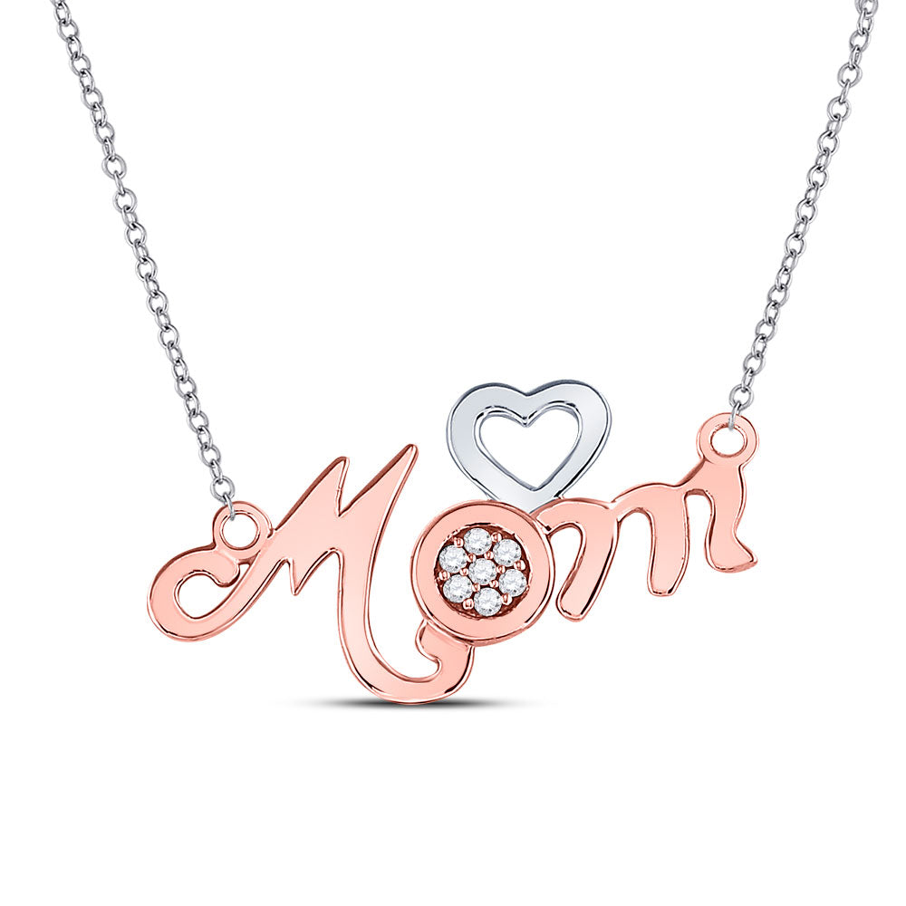10K Rose Gold Womens Round Diamond Mom Heart Pendant 1/20 Cttw
