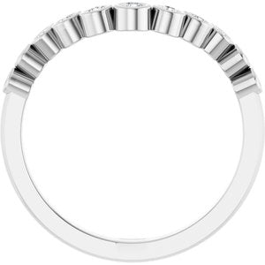 14K White Gold Round Polished 1/5 Ctw Lab-Grown Diamond Contour Band Size 7