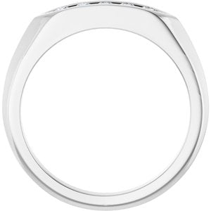 14K White Gold Round 2 Mm Polished 1/6 Ctw Natural Diamond Anniversary Band Size 7