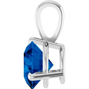 14K White Gold Round 6.5 Mm Lab-Grown Blue Sapphire 3-Prong Basket Pendant