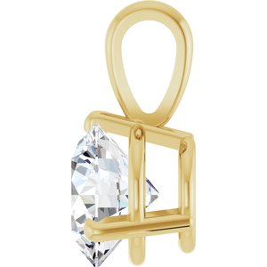 14K Yellow Gold Round 6.5 Mm Lab-Grown Moissanite 3-Prong Basket Pendant