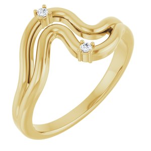 14K Yellow Gold Natural Diamond Round 1.5 Mm Polished .03 Ctw Natural Diamond Freeform Ring Size 7