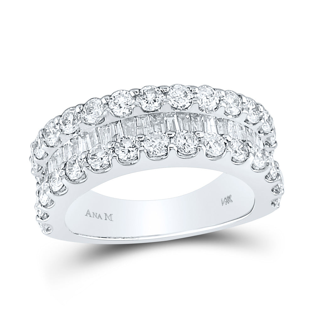 14K White Gold Womens Round Diamond Anniversary Band Ring 2-5/8 Cttw, Womens Size: 5-10
